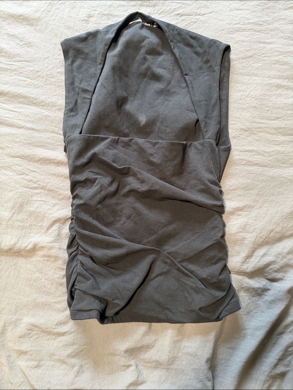Abercrombie & Fitch Black Ruched Sleeveless Top